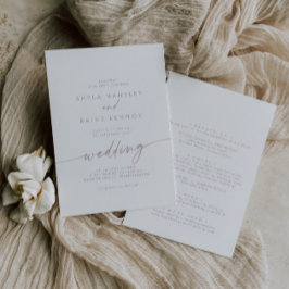 Boho Chic Blush Pink Vorder- und Rückseite Hochzei Einladung