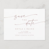 Boho Chic Blush Pink Wedding Save the Date Einladungspostkarte (Vorderseite)