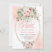 Boho Chic Blush Roses Bridal Shower Invitation Einladung (Vorderseite)