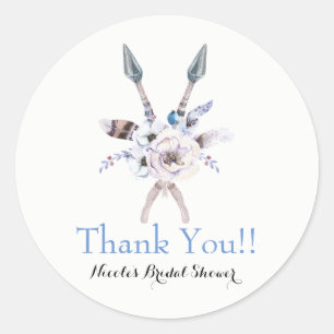 Boho Chic Bohemian Pfeile Feder Blumen Party Runder Aufkleber