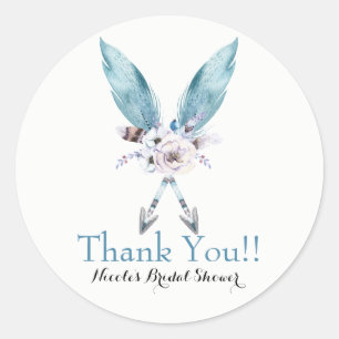 Boho Chic Bohemian Pfeile Feder Blumen Party Runder Aufkleber