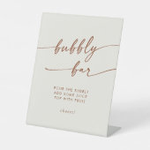 Boho Chic Bohemisch Cream Bubbly Bar Wedding Sockelschild (Vorderseite)