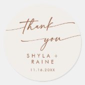 Boho Chic Bohemisch Cream Danke Gastgeschenk Hochz Runder Aufkleber (Vorderseite)