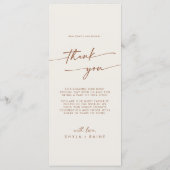 Boho Chic Bohemisch Cream Danke und Hochzeit Menükarte (Rückseite)