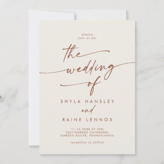 Boho Chic Bohemisch Cream Foto QR Code Hochzeit Einladung (Vorderseite)