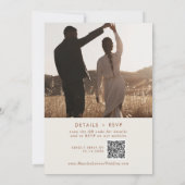 Boho Chic Bohemisch Cream Foto QR Code Hochzeit Einladung (Rückseite)