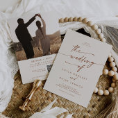 Boho Chic Bohemisch Cream Foto QR Code Hochzeit Einladung