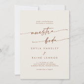 Boho Chic Bohemisch Cream Foto Spanische Hochzeit Einladung (Vorderseite)