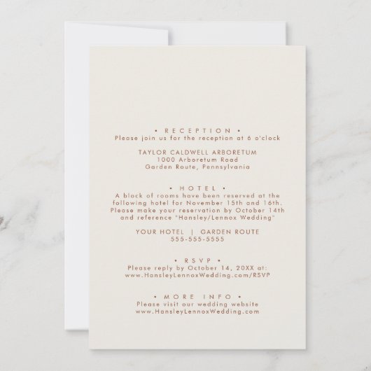 Boho Chic Bohemisch Cream Front and Back Wedding Einladung (Rückseite)