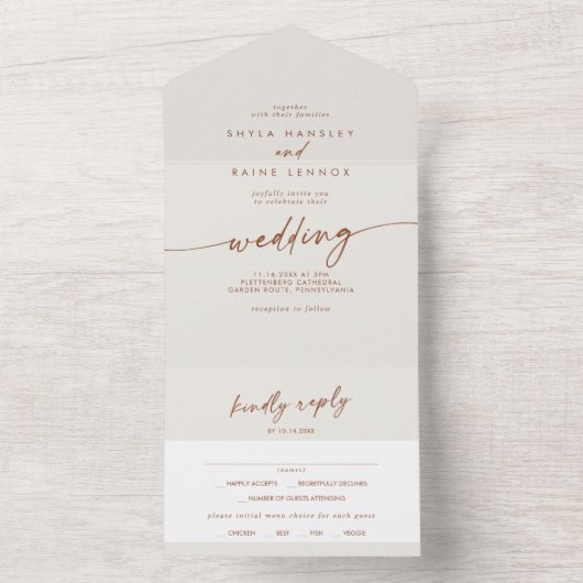 Boho Chic Bohemisch Cream Meal Choice UAWG Wedding All In One Einladung (Innen Boden)