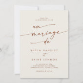 Boho Chic Bohemisch Cream QR Code Französisch Hoch Einladung (Vorderseite)