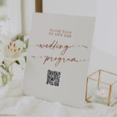 Boho Chic Bohemisch Cream QR Code Wedding Program Sockelschild