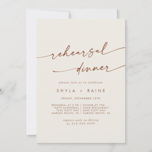 Boho Chic Bohemisch Cream Wedding Probe Dinner Einladung (Vorderseite)