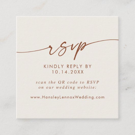 Boho Chic Bohemisch Cream Wedding QR Code UAWG Begleitkarte (Vorderseite)