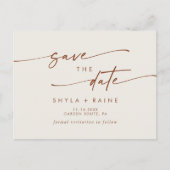 Boho Chic Bohemisch Cream Wedding Save the Date Einladungspostkarte (Vorderseite)