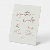 Boho Chic Bohemisch Cream Wedding Signature Drinks Sockelschild (Vorderseite)