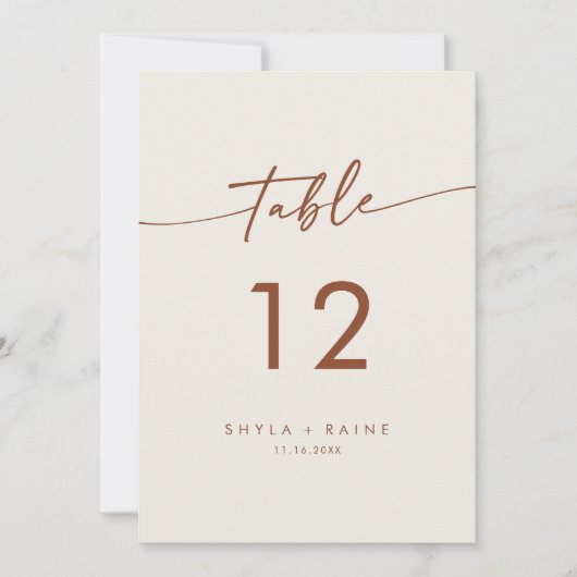 Boho Chic Bohemisch Cream Wedding Tischnummern (Vorderseite)