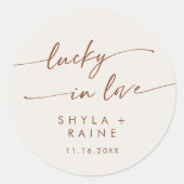 Boho Chic Bohemisch Creme Lucky In Liebe Gutes Runder Aufkleber (Vorderseite)