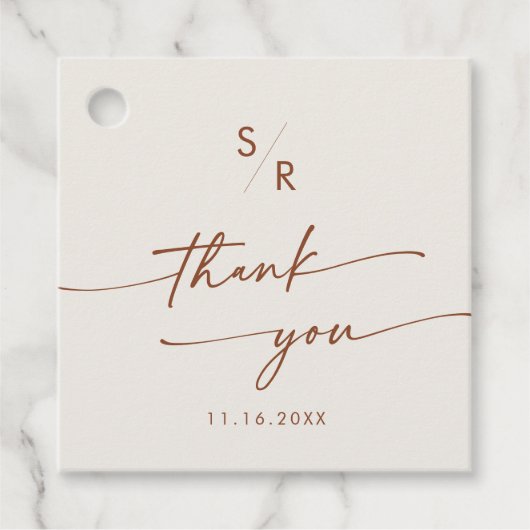 Boho Chic Bohemisch Creme Monogram Vielen Dank Geschenkanhänger (Vorderseite)