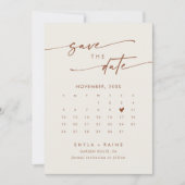 Boho Chic Bohemisch Creme QR Code Foto Calendar Save The Date (Vorderseite)