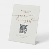 Boho Chic Bohemisch Creme Seekarte QR-Code Sockelschild (Vorderseite)