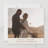 Boho Chic Bohemisch Creme Square Foto Zurück Save The Date (Rückseite)