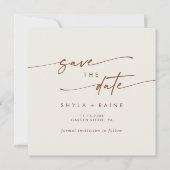 Boho Chic Bohemisch Creme Square Foto Zurück Save The Date (Vorderseite)