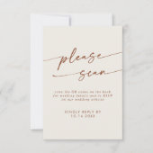 Boho Chic Bohemisch Creme Taupe QR-Code Details RSVP Karte (Vorderseite)