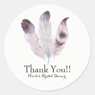 Boho Chic Bohemisch Feathers Gastgeschenk Custom Runder Aufkleber