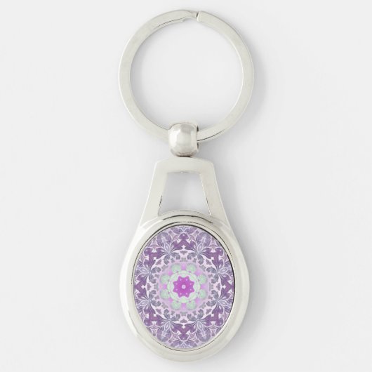 Boho chic Bohemisch lilac lila mandala Schlüsselanhänger (Vorderseite)