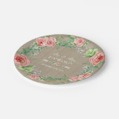 BOHO Chic Bohemisch Rustikal Blumenwald Wasserfarb Pappteller (Schrägansicht)