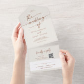 Boho Chic Bohemische Creme QR Code Mail bei Hochze All In One Einladung (Abreißen)