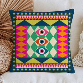 Boho-Chic Böse Augen Abstract Maximalist Farbiger Kissen