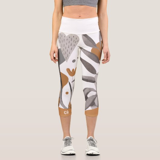 Boho Chic Botanic Monogram Capri Leggings (Vorderseite)
