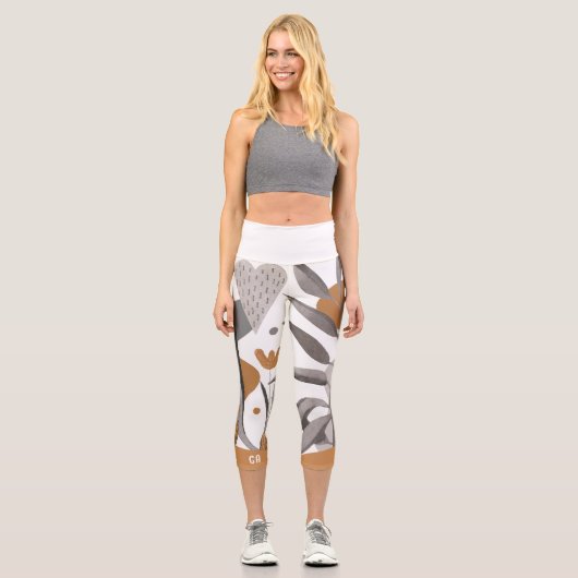 Boho Chic Botanic Monogram Capri Leggings (Vorderseite)