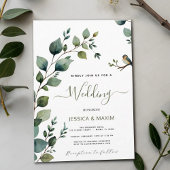 Boho Chic Botanical Green Branch Wedding Einladung