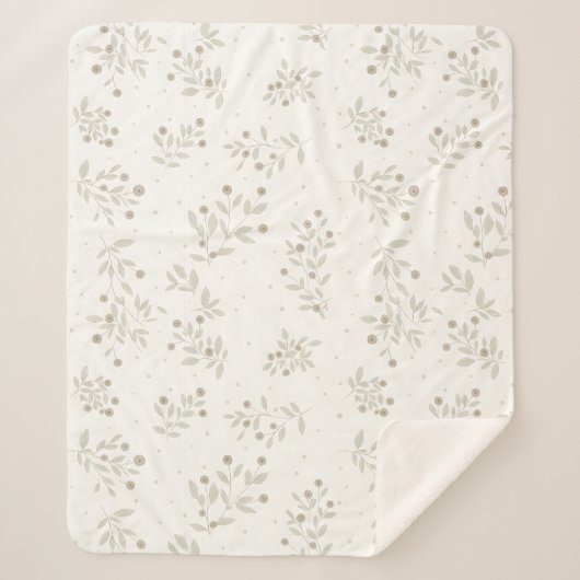 Boho Chic Botanical Leaves and Berries Pattern Sherpadecke (Vorderseite)