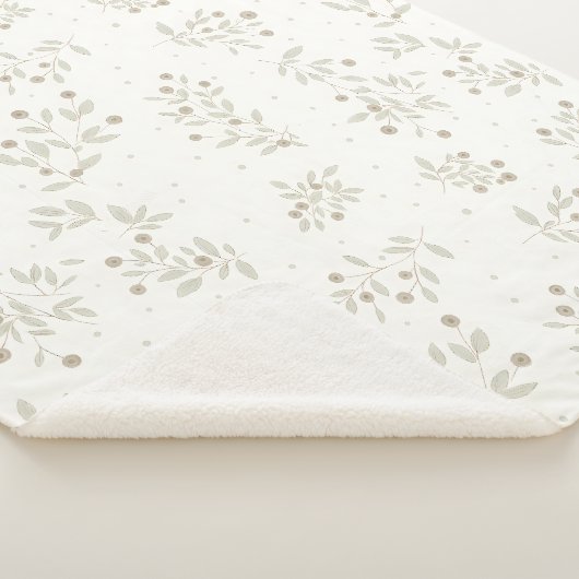 Boho Chic Botanical Leaves and Berries Pattern Sherpadecke (3/4)