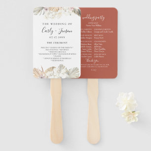 Boho-chic Botanical Wedding Program Hand Fans Fächer