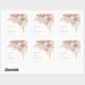 Boho Chic Botanisch | Hochzeit Quadratischer Aufkleber (Blatt)