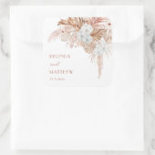 Boho Chic Botanisch | Hochzeit Quadratischer Aufkleber (Tasche)