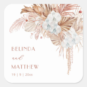 Boho Chic Botanisch   Hochzeit Quadratischer Aufkleber