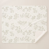 Boho Chic Botanisches Blätter- und Beerenmuster Sherpadecke (Vorderseite (Horizontal))