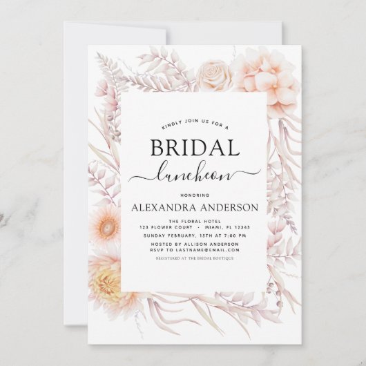 Boho Chic Bridal Luncheon Dusty Pink Wüste Einladung (Vorderseite)