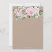 Boho Chic Brown Pink Sage Green Floral Wedding Einladung (Rückseite)