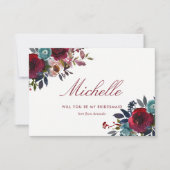 Boho Chic Burgund und Hochzeit im Herbst der Marin Einladung (Vorderseite)