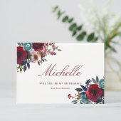 Boho Chic Burgund und Hochzeit im Herbst der Marin Einladung (Stehend Vorderseite)