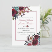 Boho Chic Burgund und Hochzeit im Herbst der Marin Einladung (Stehend Vorderseite)