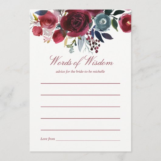 Boho Chic Burgund und Hochzeit im Herbst der Marin Hinweiskarte (Vorderseite)