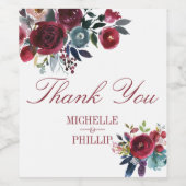 Boho Chic Burgund und Hochzeit im Herbst der Marin Weinetikett (Einzelnes Label)